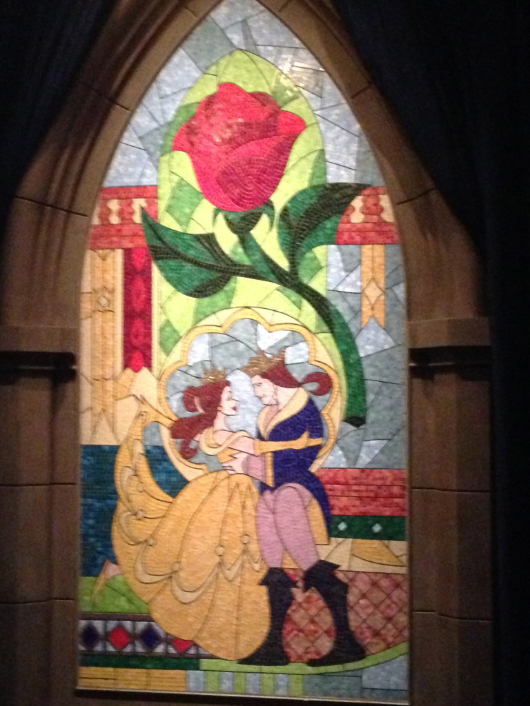 Disney Princess Half Marathon Be Our Guest Restaurant- Stained Glass in Entryway