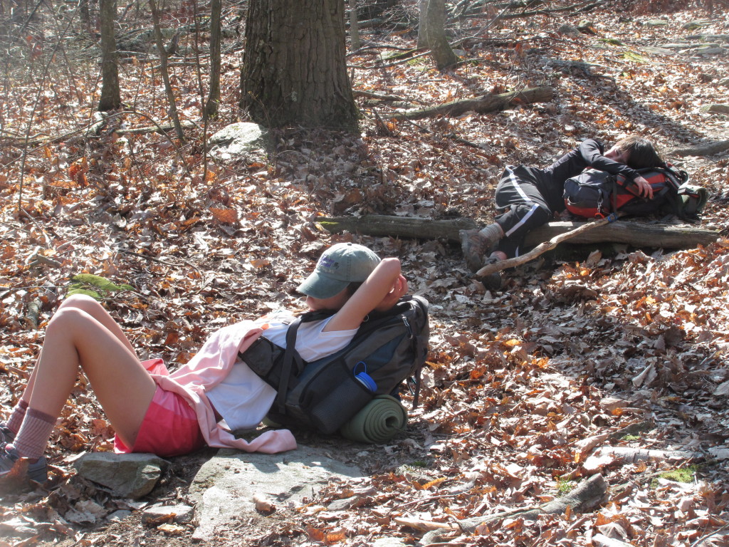 Backpacking with kids Taking a rest on the Appalachian Trail