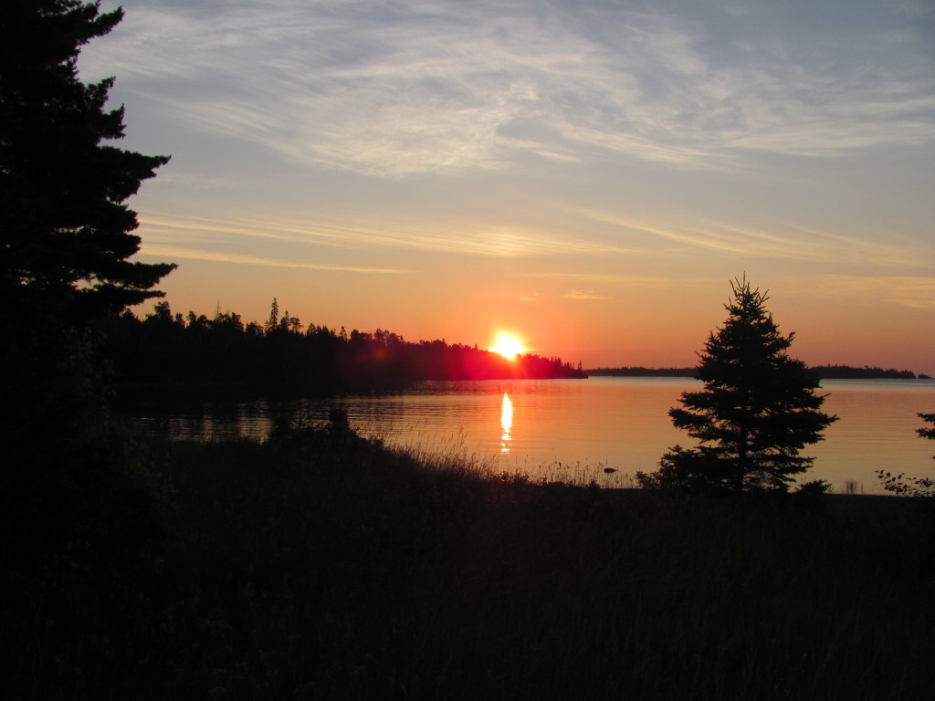 Sunrise from dock at Daisy Farm in Isle Royale National Park