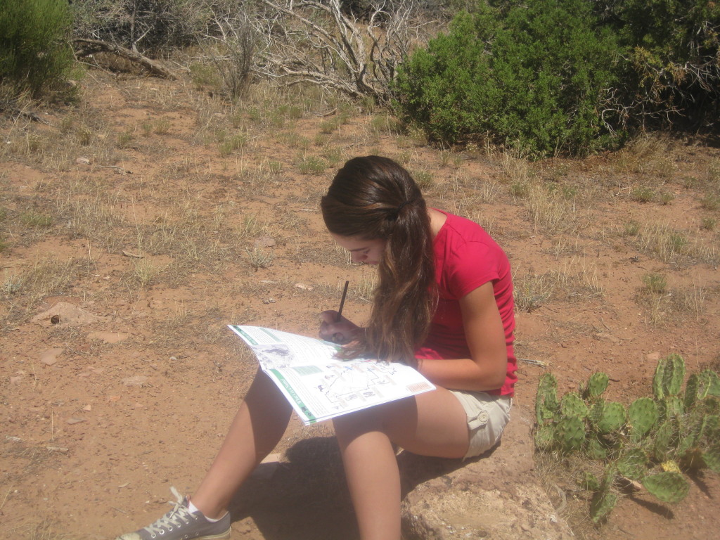 Colorado National Monument Sophie Working on the Junior Ranger Booklet