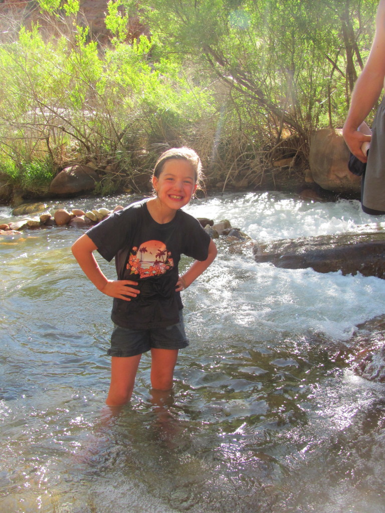 Grand Canyon Rim to Rim-Playing in Bright Angel Creek at Cottonwood Campground in Grand Canyon National Park