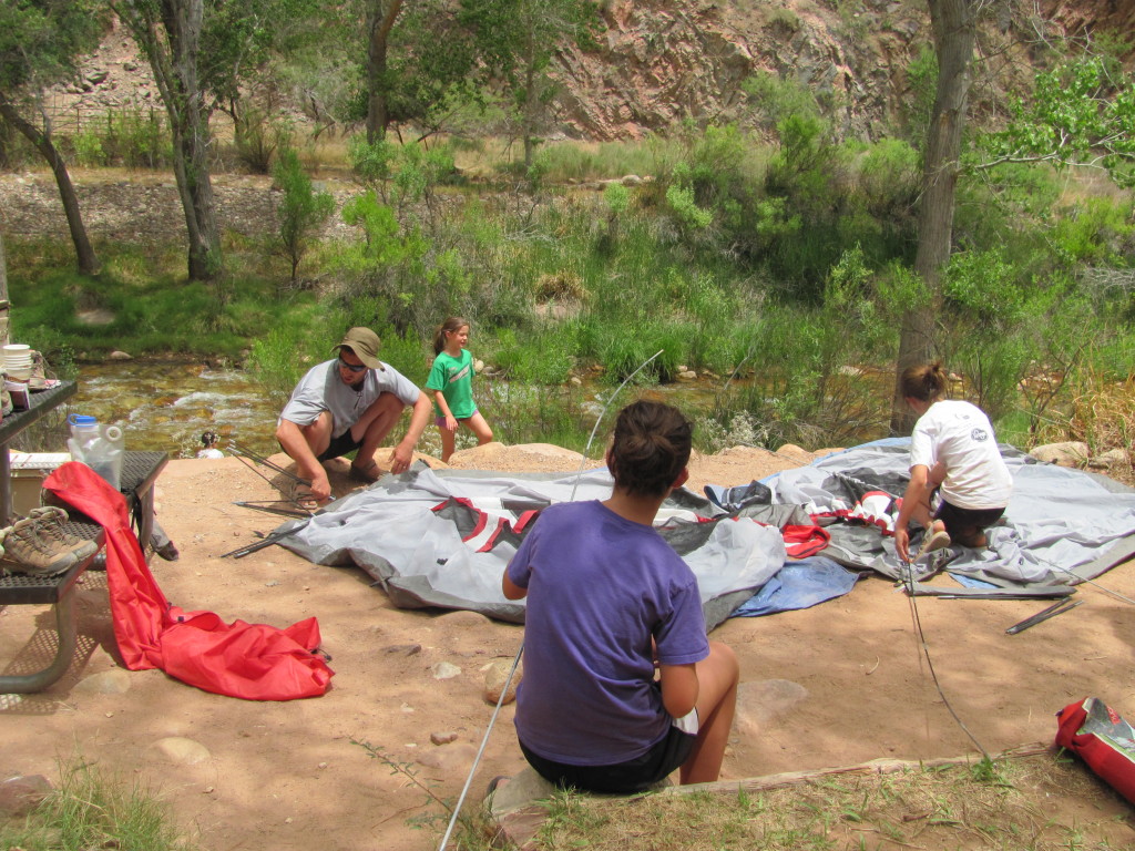 Grand Canyon Rim to Rim with kids: Setting Up Camp at Bright Angel Campground