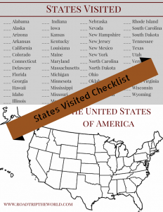 Printable States Visited Checklist